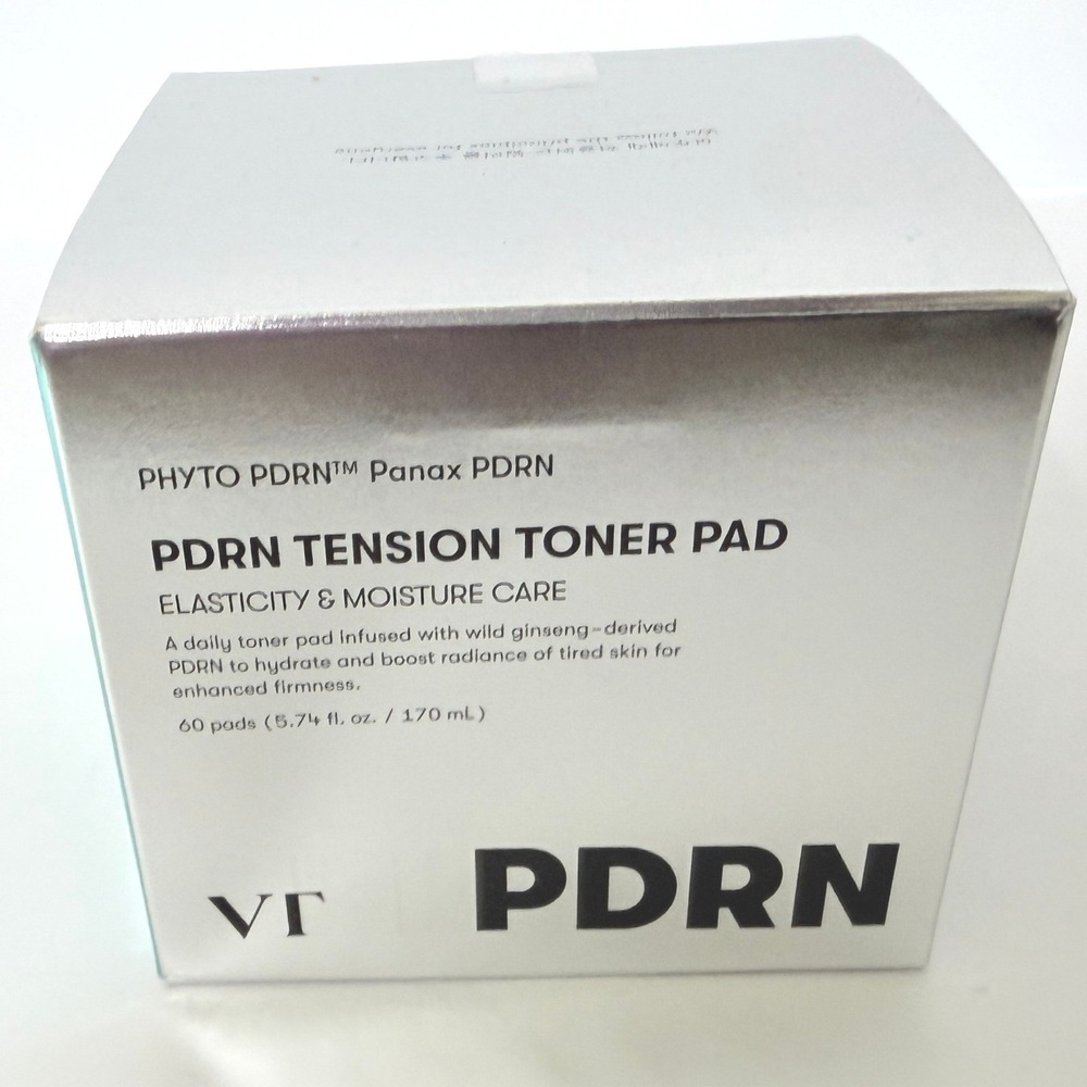 VT Cosmetics PDRN Tension Toner Pad 60ct Ginseng Elasticity Moisture Care Korea